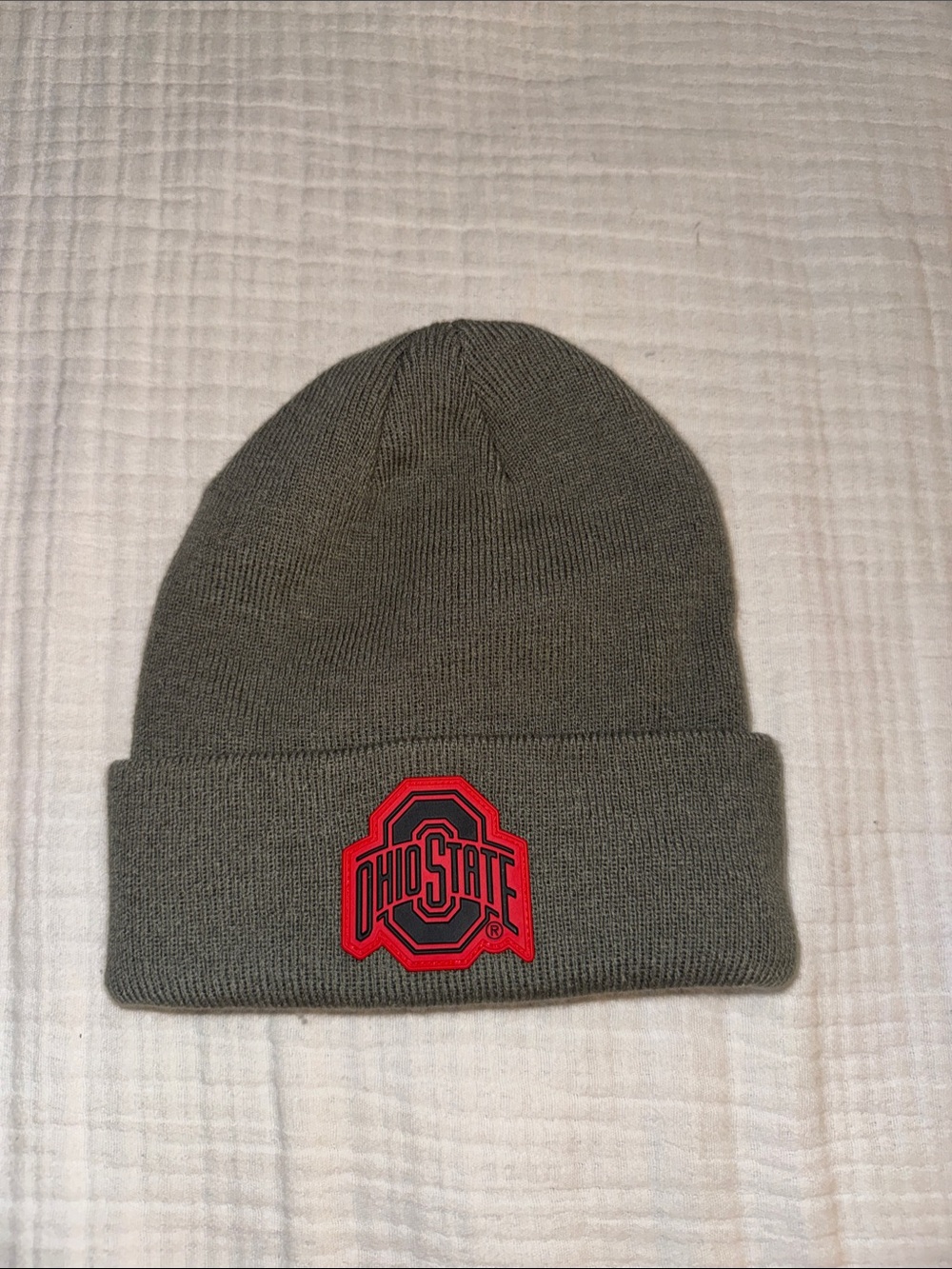 Nike Gray Cuffed Beanie with Red Ohio State Logo
